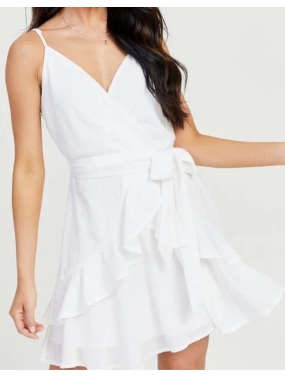 ALTAR'D STATE Janeese White Ruffled Tiered Mini Dress Size XL
